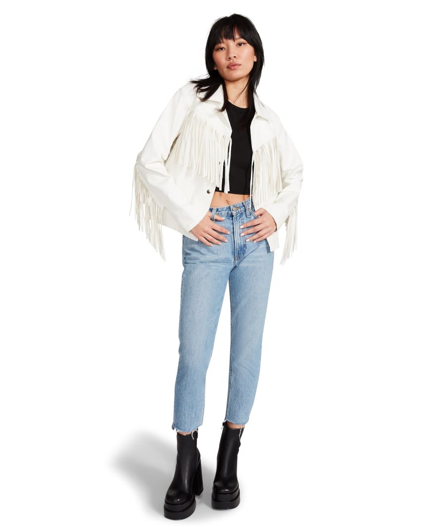 White Steve Madden Fringe Women's Jackets | PH 0973AMH